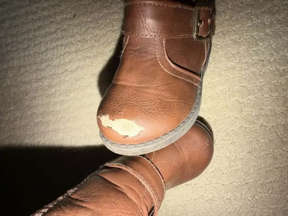 FabKids Girls Brown Buckle Moto Boots Size 6
